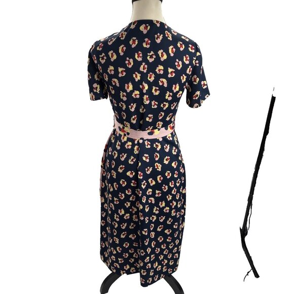 BCBGeneration Womens XS Wrap Dress Mixed Print Short Sleeve Tie Belt Midi - Picture 5 of 7